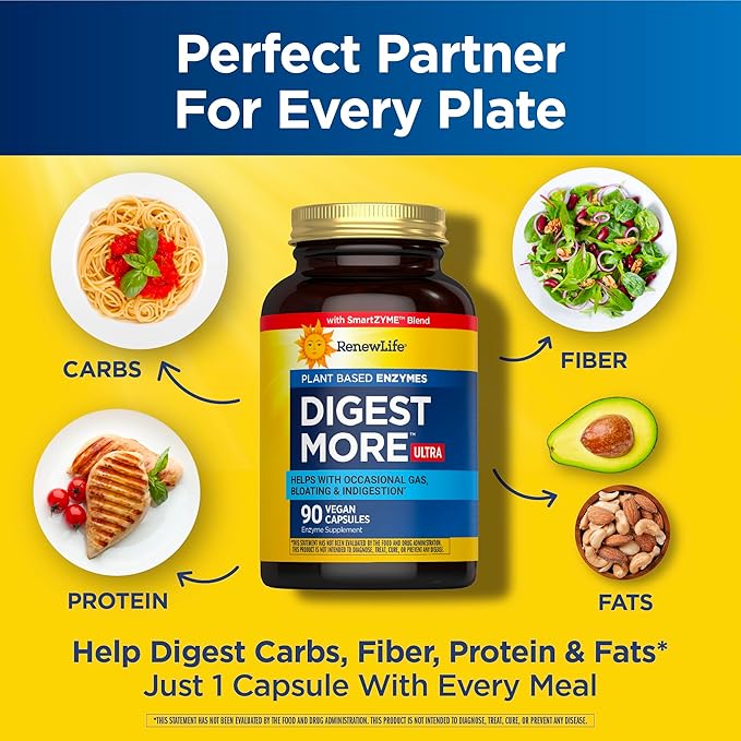 RenewLife Adult Digestmore Ultra Enzyme Supplement - Vegetarian Capsules, 90 Count - Image 5
