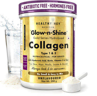 HealthyHey Collagen Gold Series Powder with Hyaluronic Acid, Biotin & Vitamin C - 200g