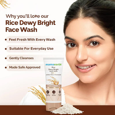 Mamaearth Rice Dewy Bright Face Wash - Rice Water & Niacinamide, 100ml - Image 4