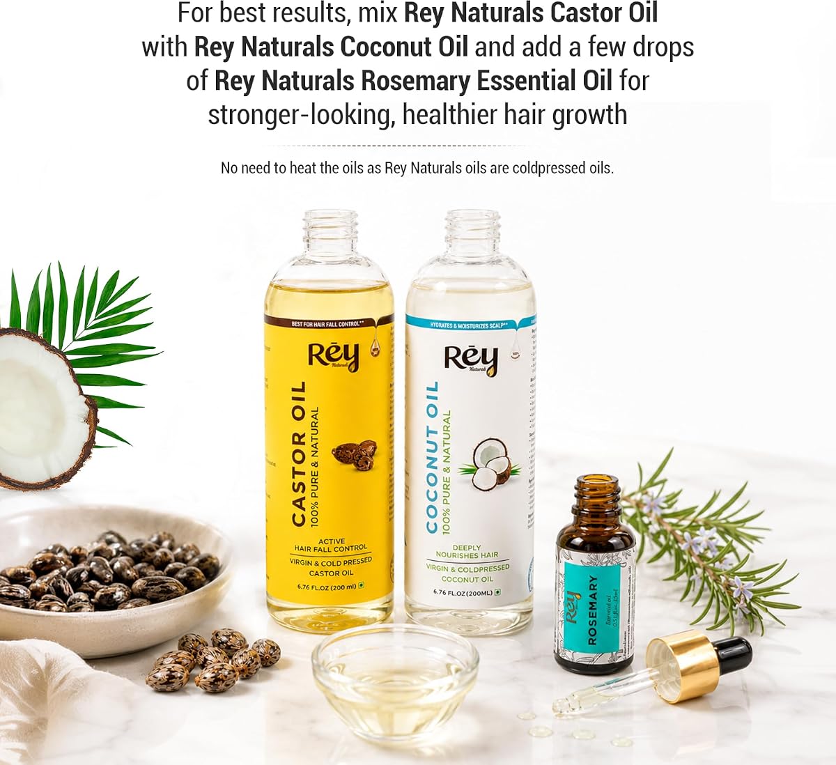 ReyNaturals Cold Pressed Castor Oil for Hair & Skin - 200ml - Image 8