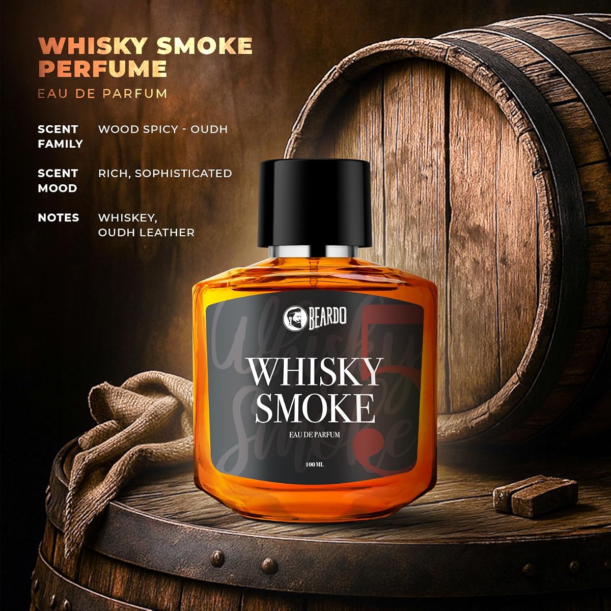 Beardo Whiskey Smoke Eau de Parfum - Spicy Woody Fragrance, 100ml - Image 3