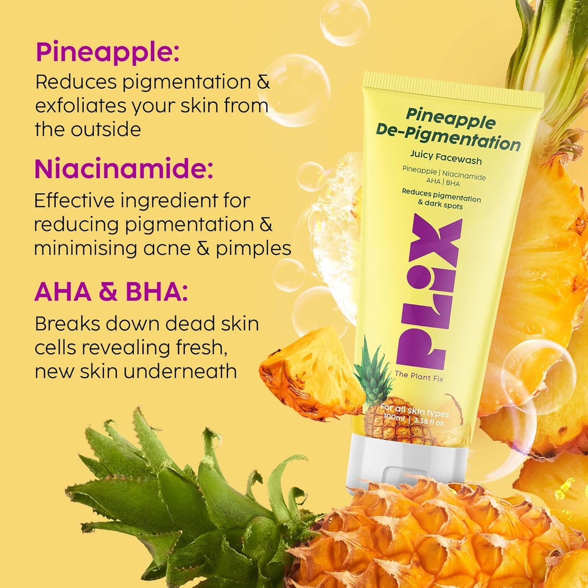 Plix Pineapple De-Pigmentation Juicy Cleanser - 100ml Face Cleanser - Image 4