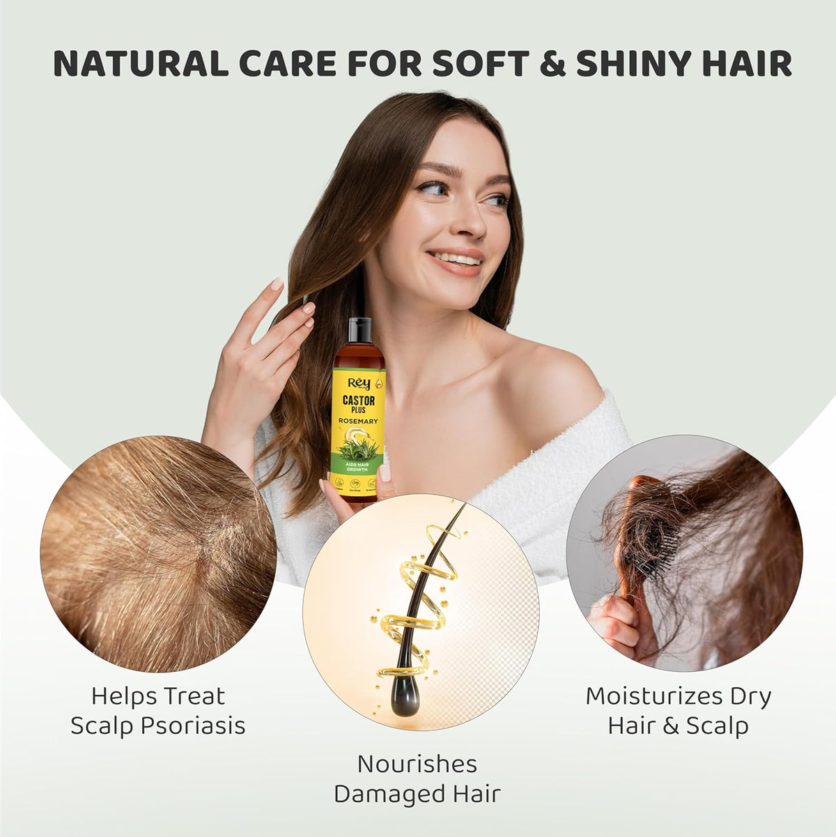 ReyNaturals Cold Pressed Castor Oil + Rosemary Essential Oil - 200ml - Image 2