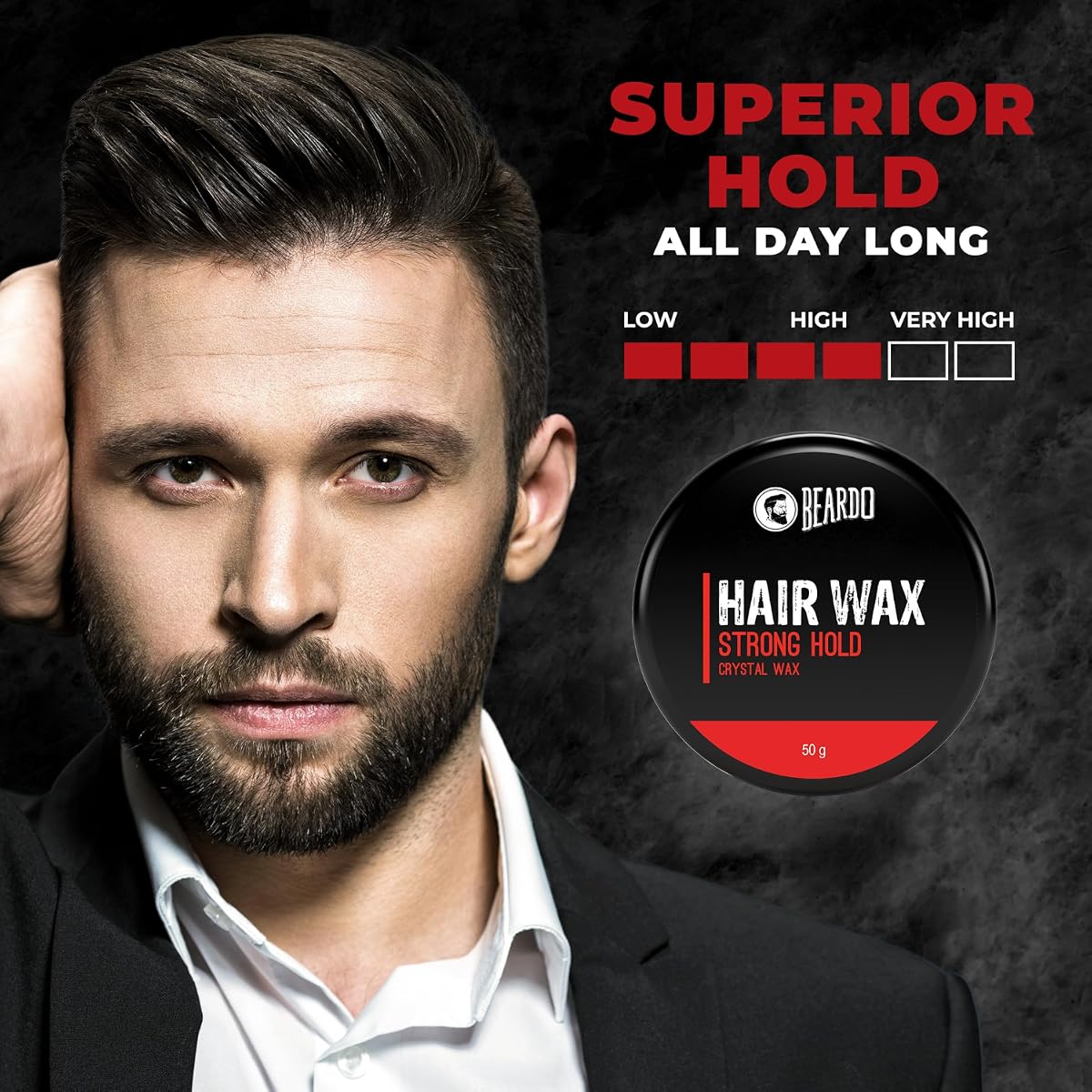 Beardo Strong Hold Hair Wax with Crystal Gel Technology - 50g - Image 5