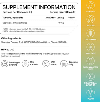 Decodeage Spermidine Capsules - 98% Spermidine Trihydrochloride, 60 Veg Capsules - Image 3