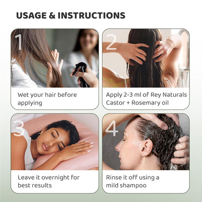 ReyNaturals Castor and Rosemary Hair Oil - Hair Growth Treatment, 200ml - Image 4
