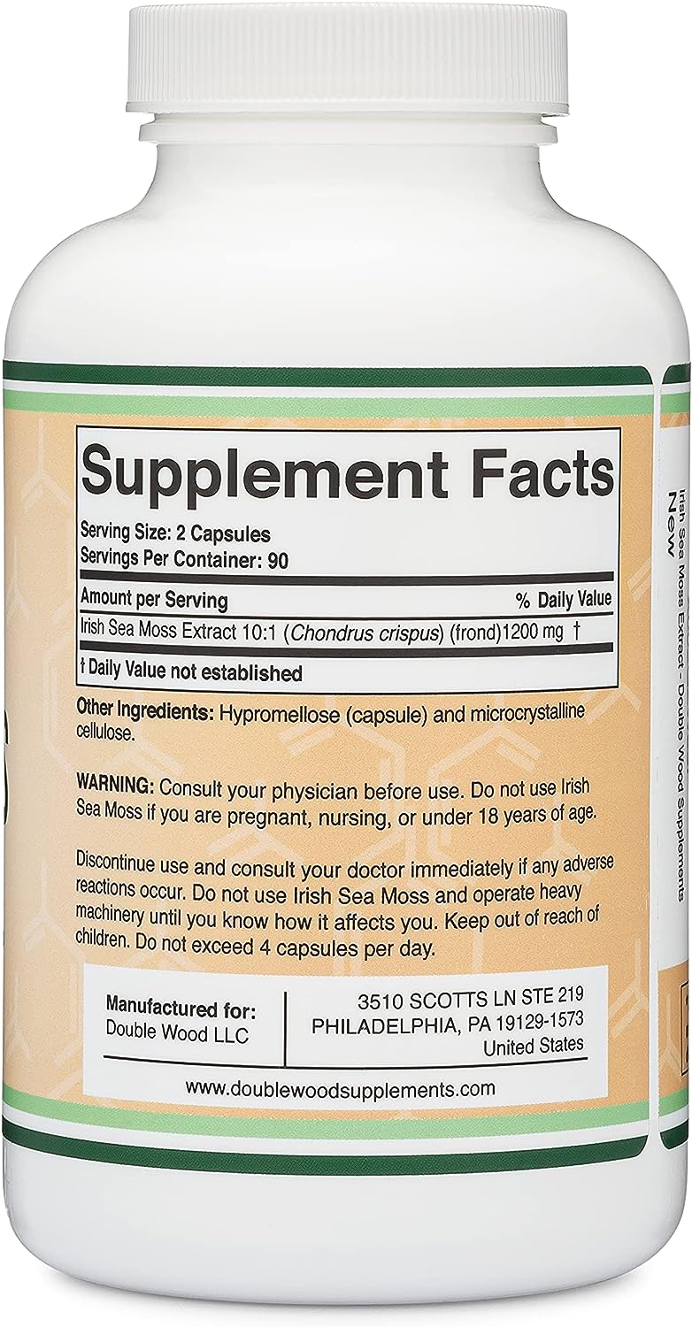 Doublewood Irish Sea Moss Capsules - 1,200mg, 180 Count - Image 3
