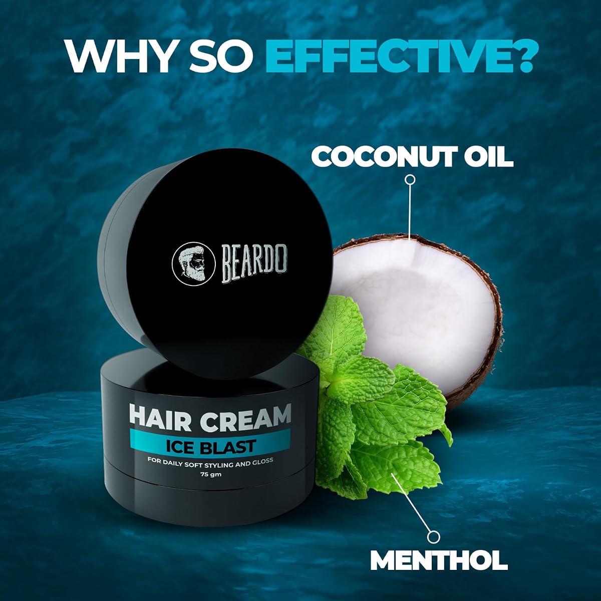 Beardo Ice Blast Hair Cream - Ultra-Light Cooling Hair Treatment, 75g - Image 4