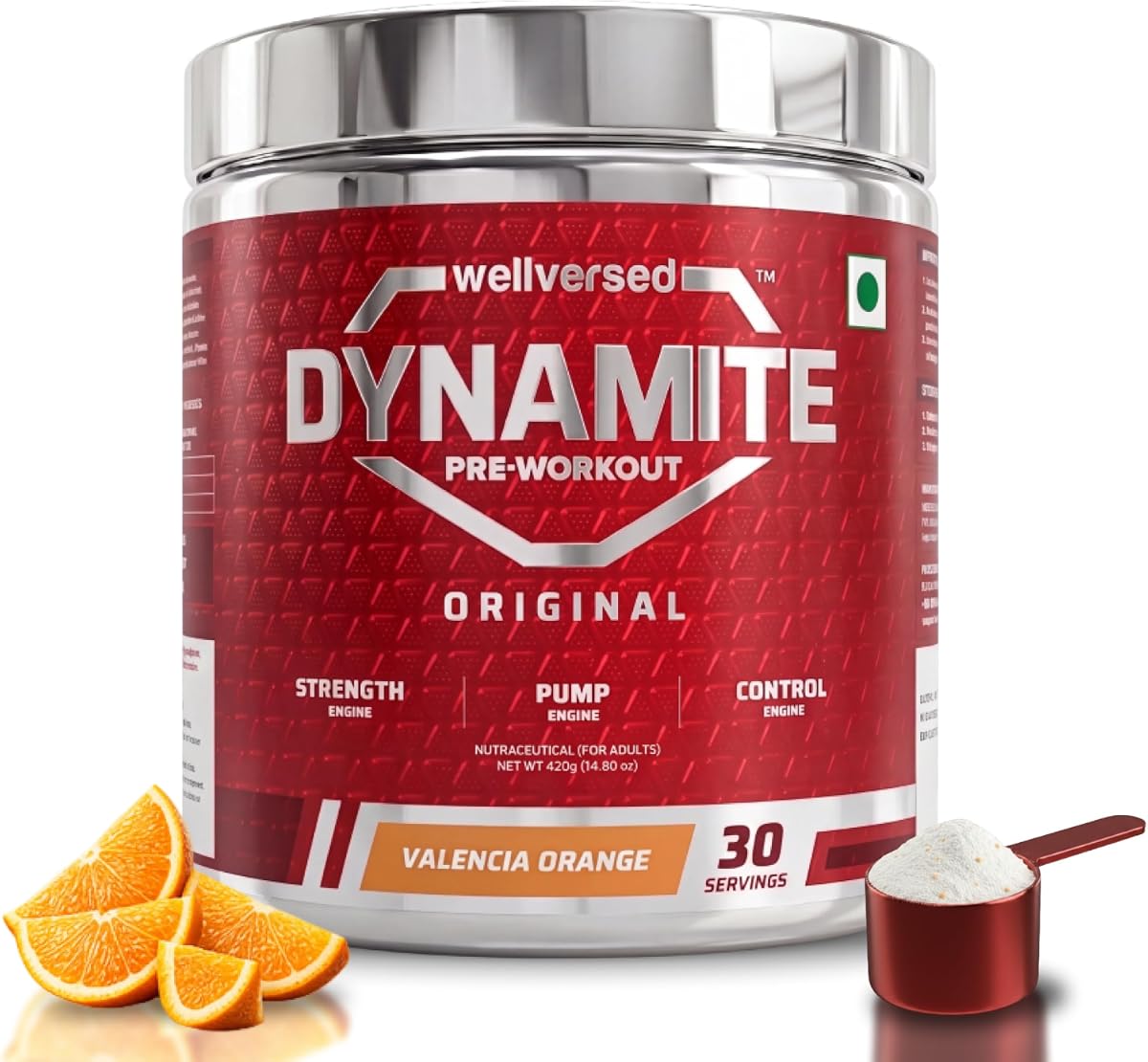 Wellcore Dynamite Pre-Workout Powder with Citrulline - Valencia Orange, 420g