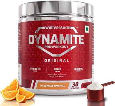 Wellcore Dynamite Pre-Workout Powder with Citrulline - Valencia Orange, 420g