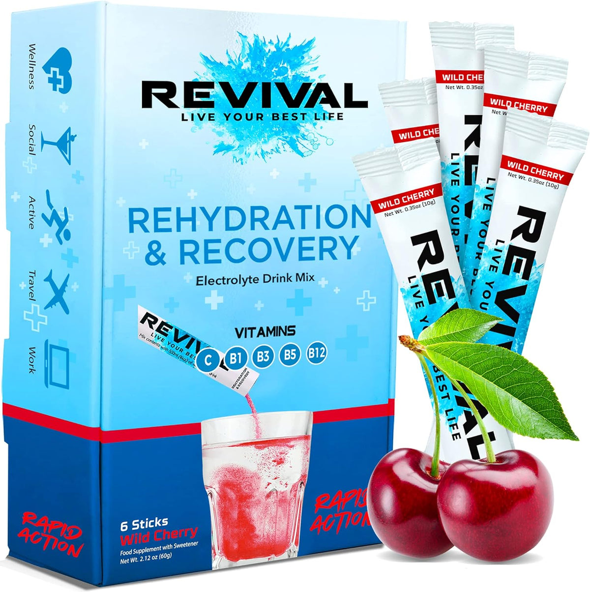 REVIVAL Functional Wild Cherry Hydration Drink - 30 Pack