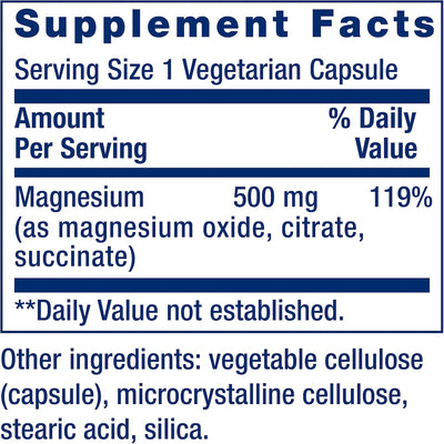 Life Extension Magnesium Caps - 500 mg, 100 Vegetarian Capsules - Image 3