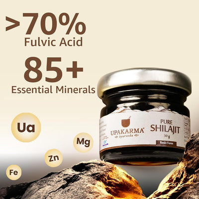 Upakarma Ayurveda Shilajit Resin - Pure Soft, Natural Source of Fulvic Acid, 30g - Image 2