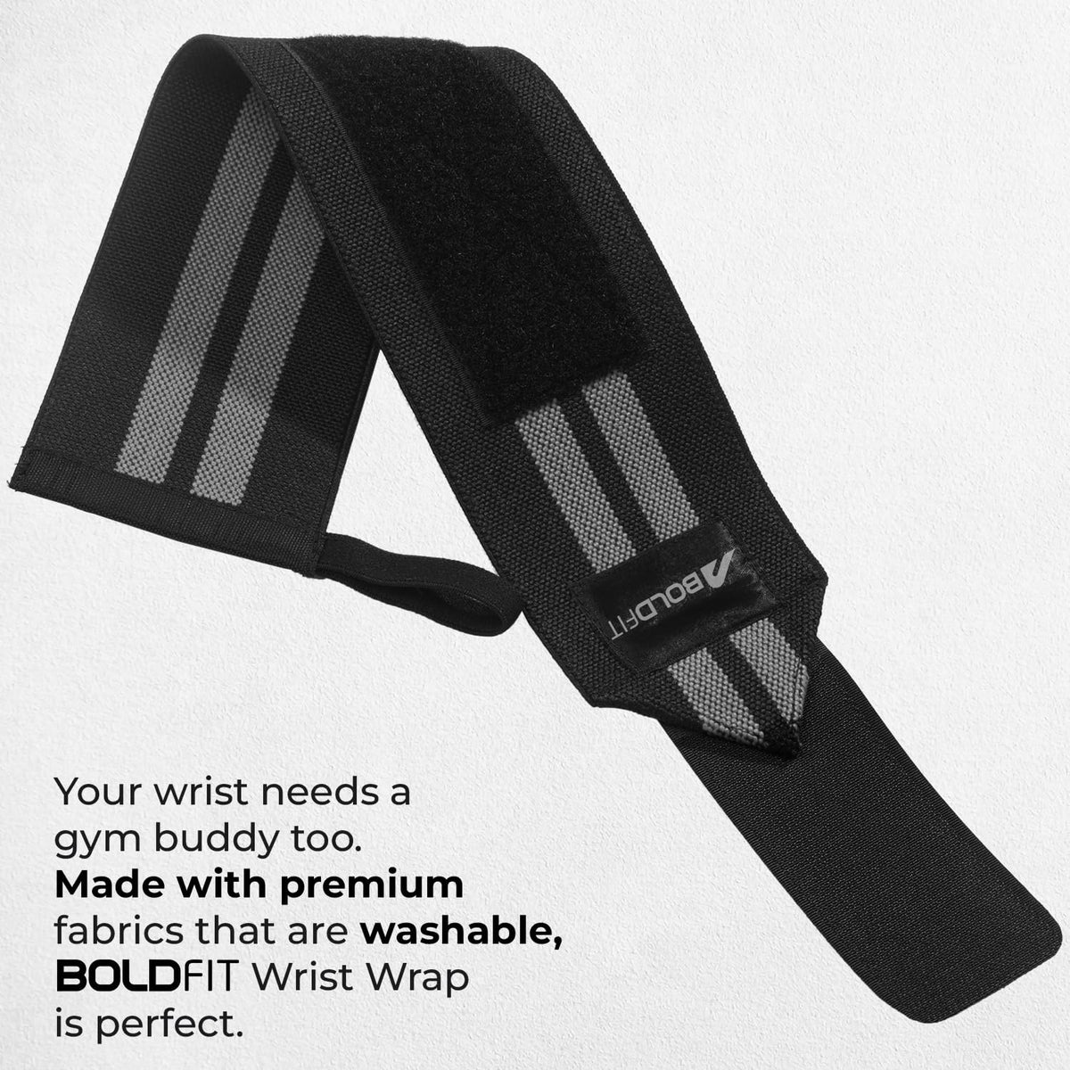Boldfit Wrist Band Support Grey Black with 2 Stripes - Image 3