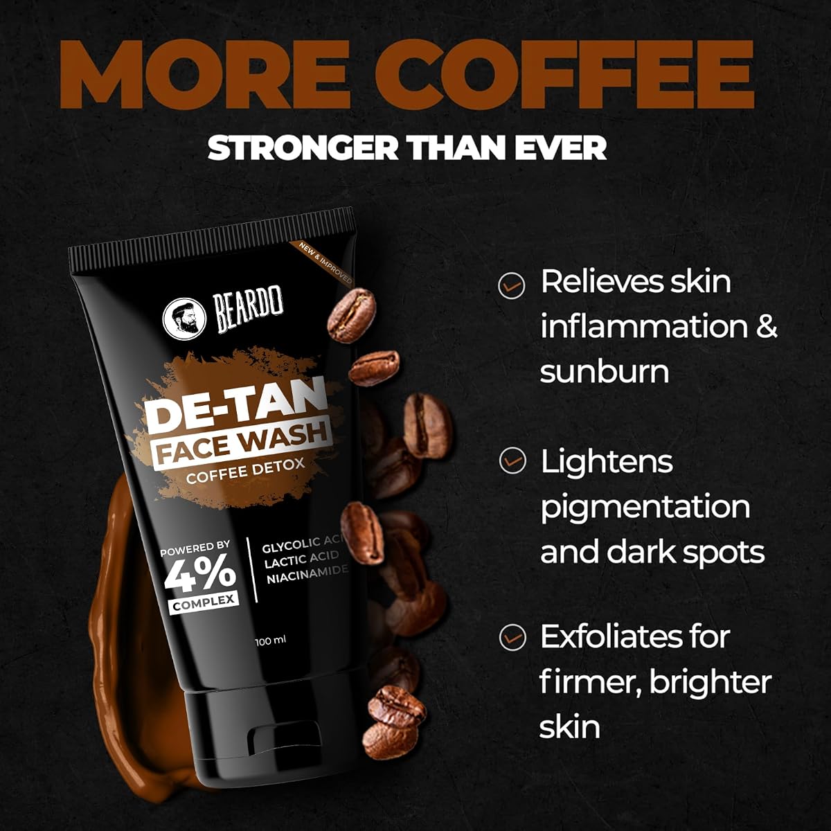 Beardo DeTan Coffee Face Wash for Men - 100ml - Image 4