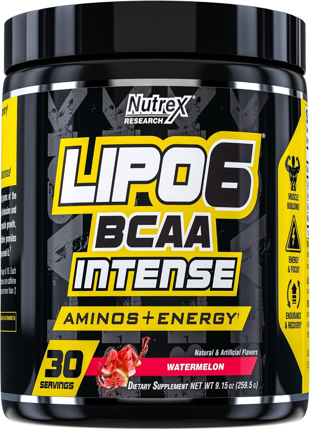 Nutrex Lipo6 BCAA Intense Watermelon, Sports Nutrition Powder, 30 Servings 259g