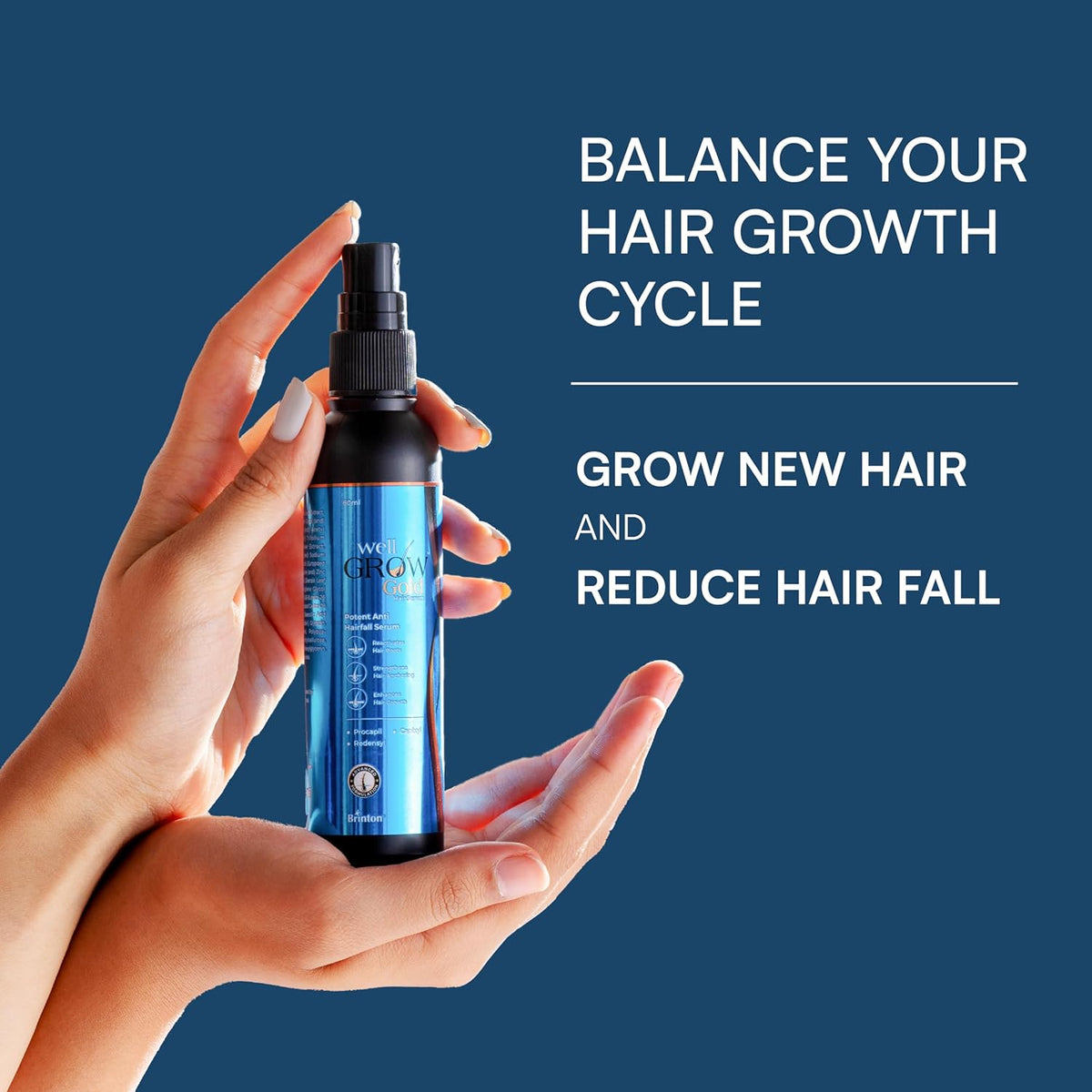 Brinton Wellgrow Gold Hair Serum - Hair Growth & Loss Solution - 30ML - Image 2
