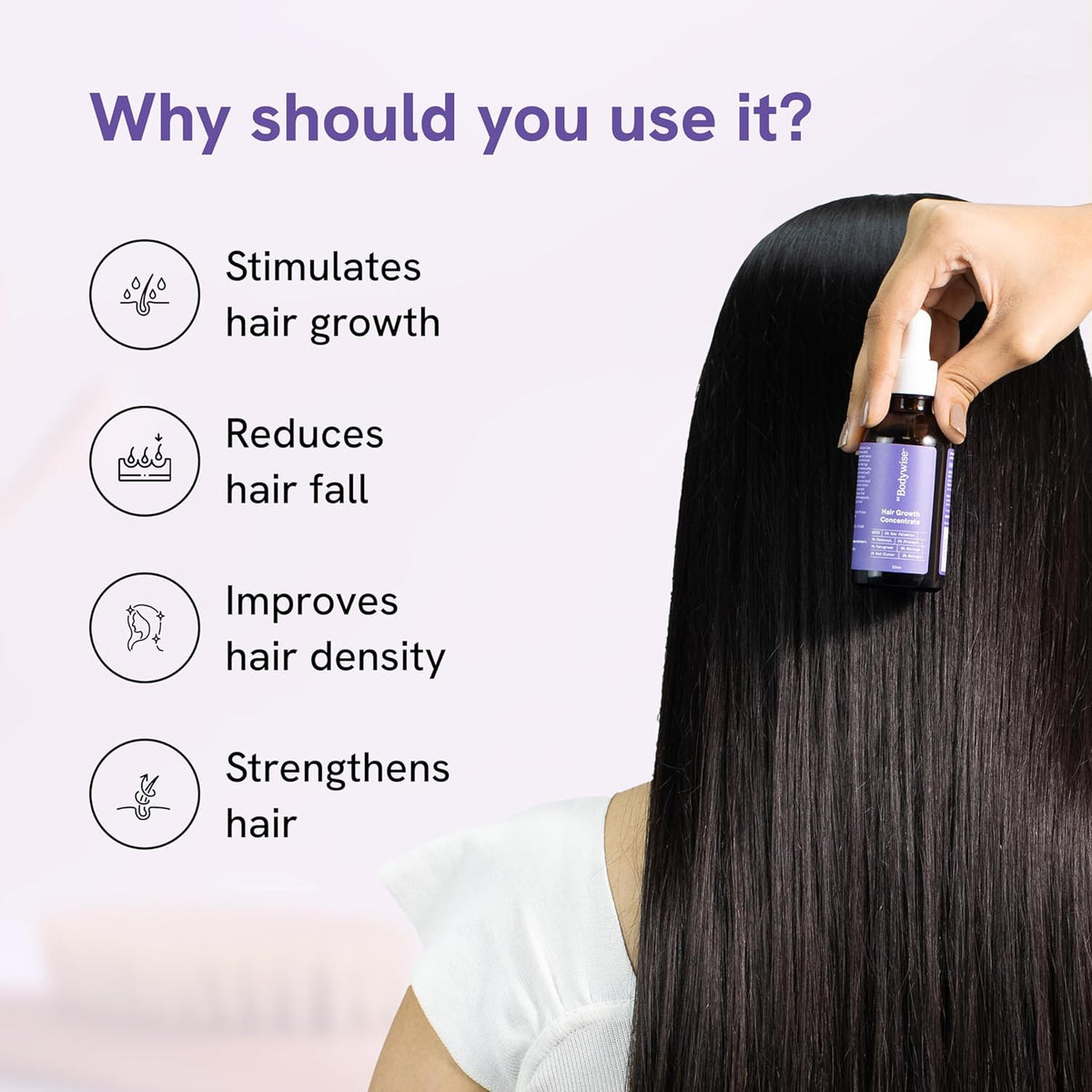Be Bodywise Hair Growth Serum - 21% Actives, 3% Redensyl, 50ml - Image 2