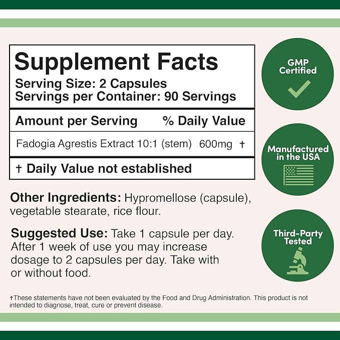 Doublewood Fadogia Capsules - Herbal Supplement, 180 Capsules - Image 2