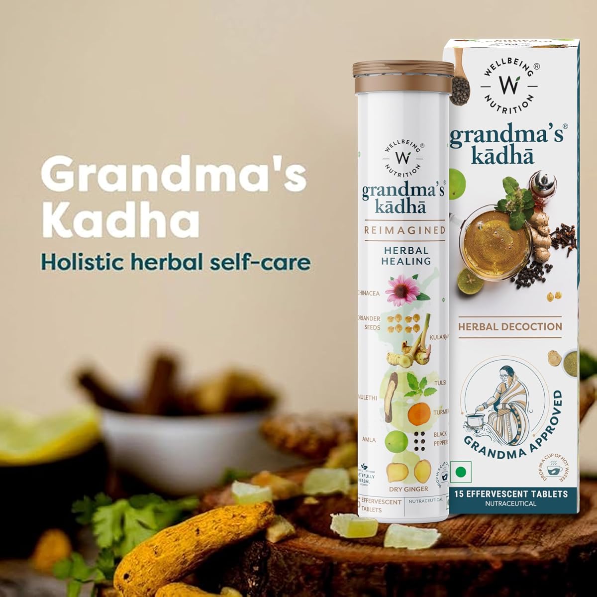 Wellbeing Nutrition Grandma's Kadha Herbal Immunity Booster Effervescent Tablets - Organic Ayurvedic Remedy - Image 7