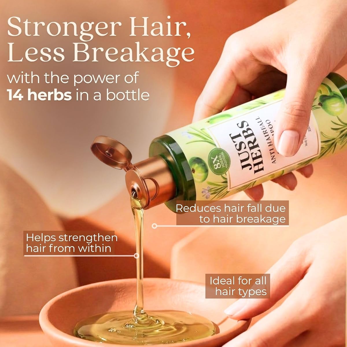 Just Herbs Amla & Neem Anti-Hairfall Shampoo - Sulphate Free, 200ml - Image 3