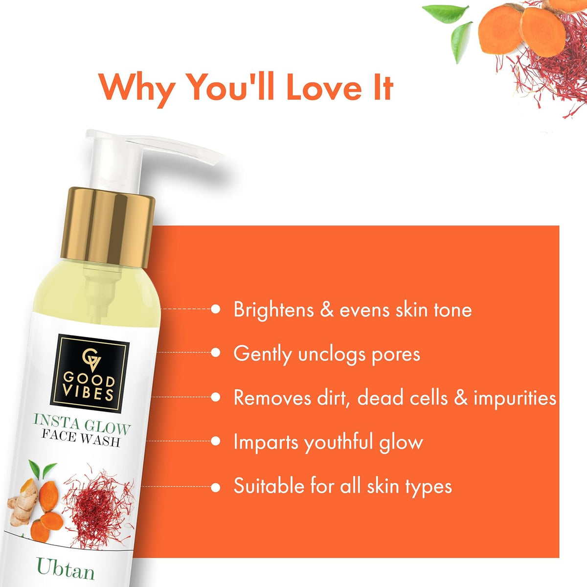 Good Vibes Ubtan Insta Glow Face Wash - 120 ml - Image 2