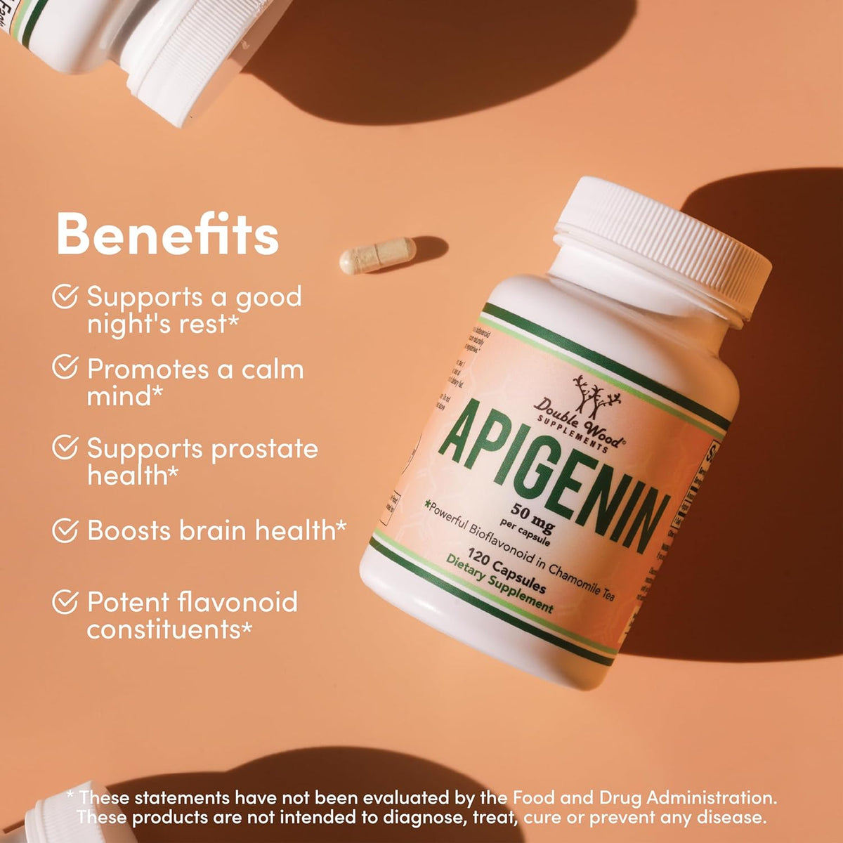 Doublewood Apigenin Supplement - 50mg Capsules, 120 Count - Image 3