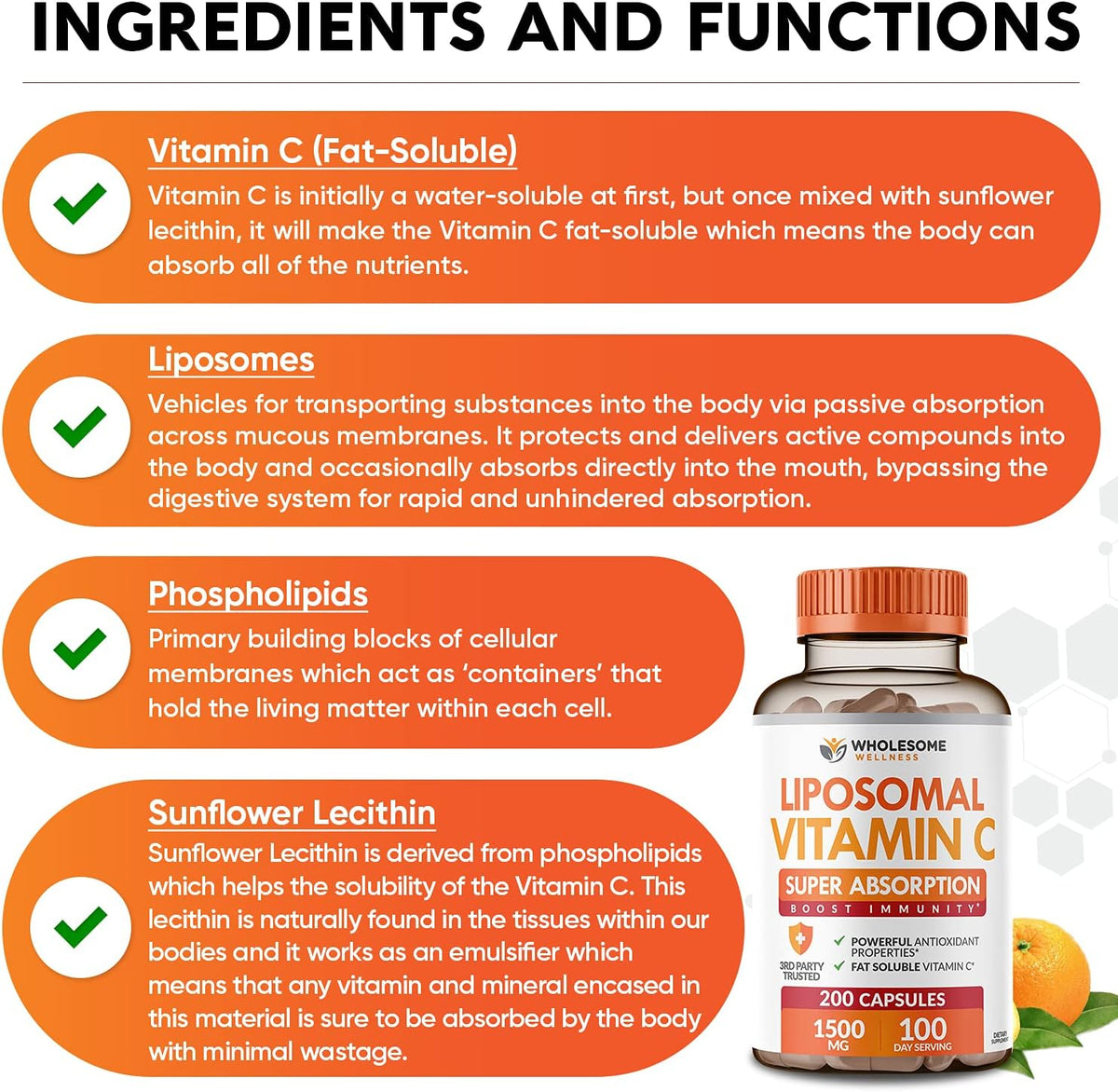 Wholesome Liposomal Vitamin C Capsules - 200 Count - Image 4