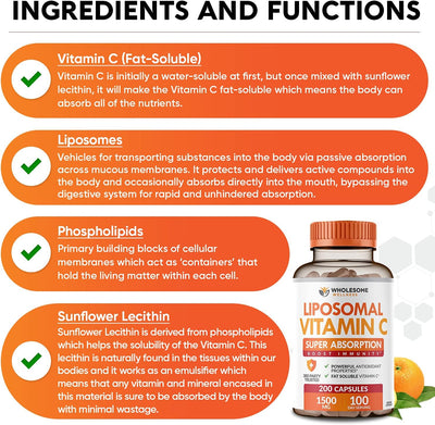 Wholesome Liposomal Vitamin C Capsules - 200 Count - Image 4