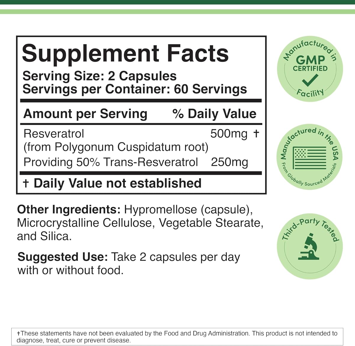 Doublewood Resveratrol Supplement - 500mg, 120 Vegan Capsules - Image 2