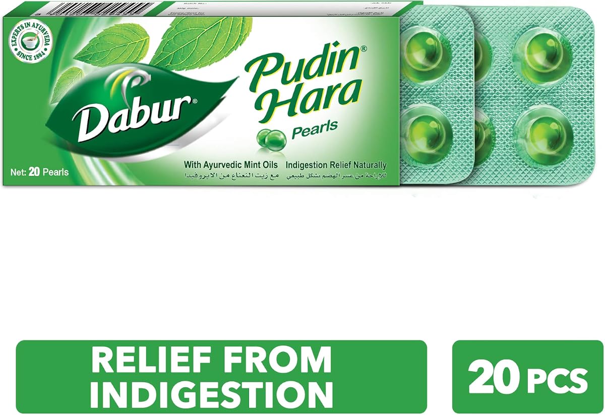 Dabur Pudin Hara Pearls - Ayurvedic Peppermint & Mint Oils - Pack of 5 (100 Capsules) - Image 2