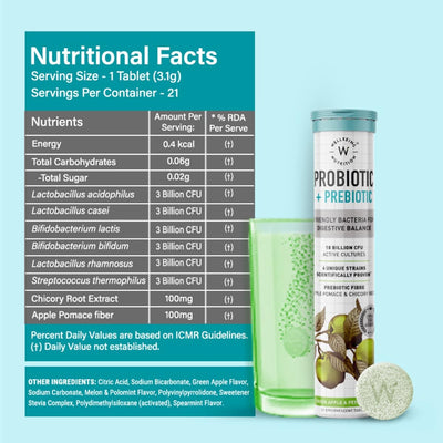 Wellbeing Nutrition Probiotic + Prebiotic Supplement - 21 Effervescent Tablets - Image 7