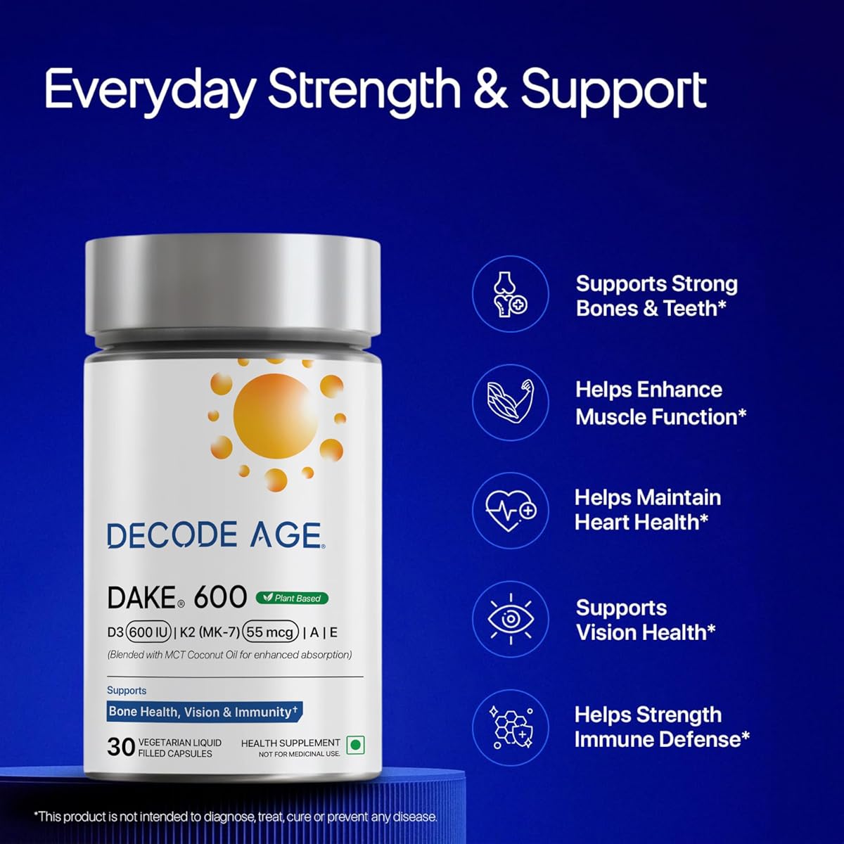 Decodeage DAKE Multivitamin - D3, K2 MK-7, A & E - 30 Capsules - Image 3