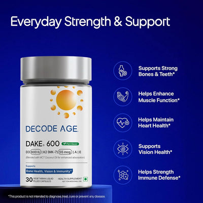 Decodeage DAKE Multivitamin - D3, K2 MK-7, A & E - 30 Capsules - Image 3