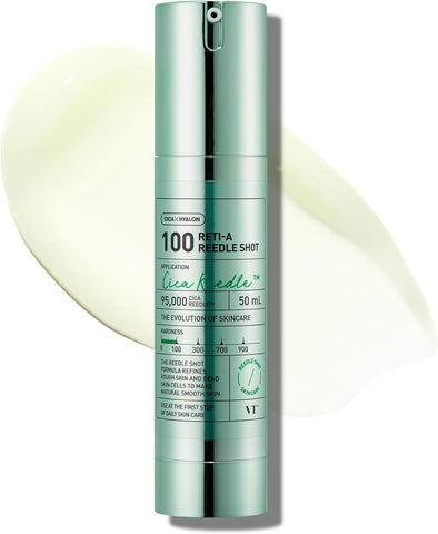 VT COSMETICS Reti-A Reedle Shot 100, Retinol(Vitamin A) Microneedling Serum, Repairing Exosome, Ideal for Retinol Beginner, Glass Skin, Korean Skin Booster 1.69Fl Oz(50ml)