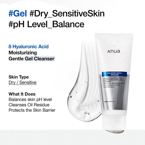 ANUA Moisturizing Gentle Gel Cleanser, for daily hydrating foaming gel face wash, exfoliating with Hyaluronic Acid+Squalane, cleanser for combination skin, Korean Skincare (150ml/5.07fl oz.) - Image 6