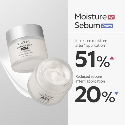 TIRTIR Ceramic Cream Light | Deep moisturizer for Glass Skin, Polyglutamic acid, Centella Asiatica Extract, Skin barrier, Lightweight, Mild, Nature derived ingredients, Dry skin, Korean skincare - Image 3