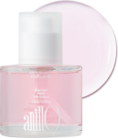 ANILLO Rosy Night Hair Oil Essence - Korean Hair Oil - All-Day & Overnight Deep Repair for Dry, Damaged Hair - Rose & Peptide Blend - Vegan Formula - Musky Floral Scent, 1.69 fl oz
