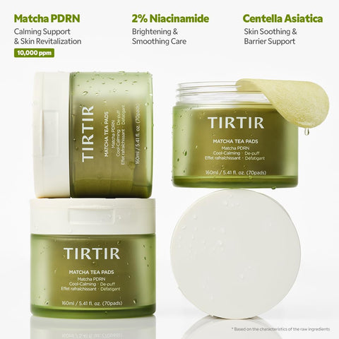TIRTIR Matcha PDRN Toner Pad | Double-Sided Pad for Refine and Hydration, 10,000ppm Vegan PDRN & 2% Niacinamide, Instant Redness Relief, Daily Calm Soothing Exfoliator, 70 Pads (Pack of 1) - Image 6