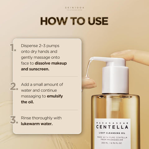 SKIN1004 Madagascar Centella Light Cleansing Oil, 200ml | Deep Cleansing | Gentle and Non-Irritating Formula | Removes Makeup and Impurities | Moisturizes Skin - Image 7