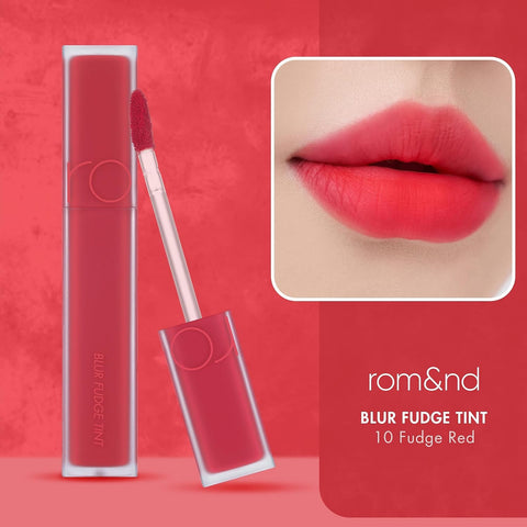 rom&nd Blur Fudge Tint | 10 FUDGE RED | Velvety Matte Lip & Cheek Stain | Non-Drying, Long-Lasting K-Beauty Lip Color 5g - Image 3