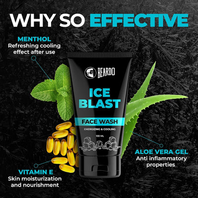 Beardo Ice Blast Face Cleanser with Aloe Vera & Vitamin E - 100ml - Image 4