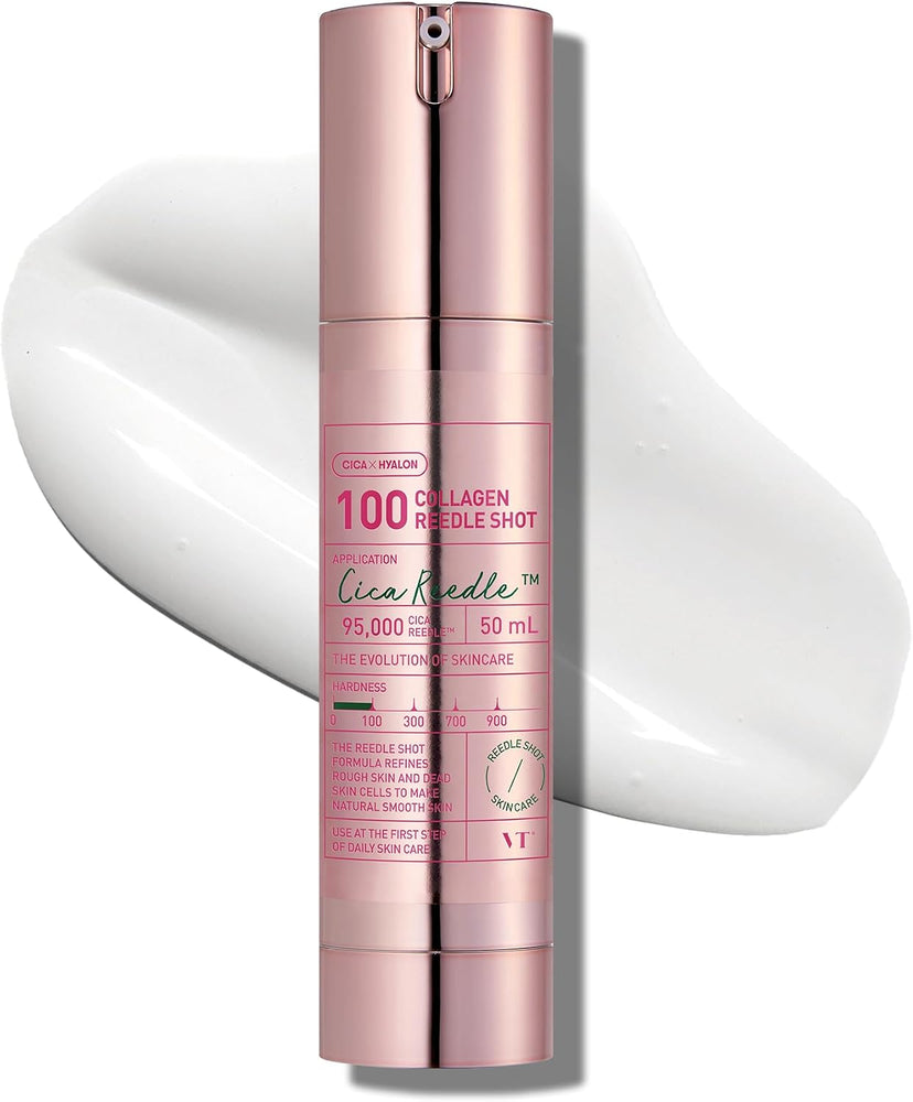 VT COSMETICS Pink Reedle Shot 100, Collagen Microneedling Serum, Firming & Elasticity, 500Da Collaagen Extract, Soft & Glass Skin, Pink Collaagen Serum, Korean Skin Booster 1.69Fl Oz(50ml)