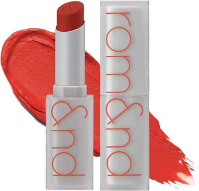 rom&nd Zero Matte Lipstick 3g, 16 DAZZLE RED, Intense Color, Highly Pigmented, Last All Day, Weightless, Smooth Velvet Texture, Matte Finish, Without Drying or Flaking, Ultra-Adhesive Formula