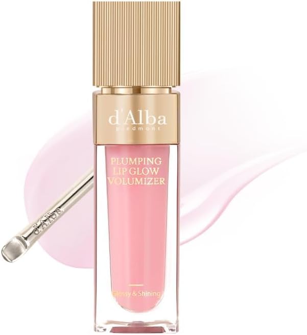 d'alba Piedmont Plumping Lip Glow Mood Volumizer, Moisturising Lip Lamp with Vegan Ceramide, Vitamin C and E, Fuller Lips, Voluminous Lip Gloss, Shiny Finish, Feeble Pink (4