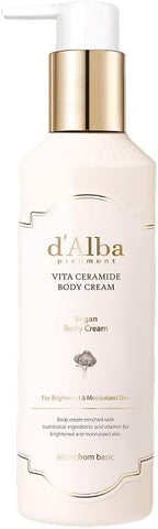 d'Alba Vita Ceramide Body Cream Vegan Brightening Body Moisturizer with Vitamin C & Ceramide, Daily Moisture & Nourishing Care for All Seasons, Radiant Skin & Aromatic Citrus Floral Scent 270ml