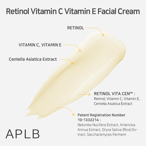 APLB Retinol Vitamin C Vitamin E Facial Cream | RETINOL VITA CEN™ 21.6% 1.86 FL.OZ/Korean Skincare, Deep hydration, Retinol, Revitalize for gentle and improve skin texture - Image 4