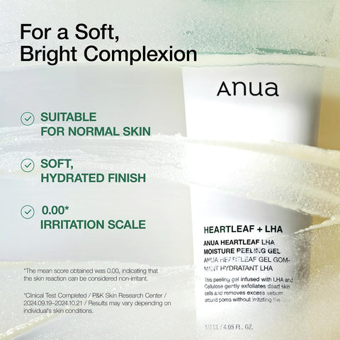 ANUA Heartleaf LHA Moisture Peeling Gel, Gentle Exfoliation, Hydrating Facial Peel, Pore Care, Dead Skin Removal, Natural Cellulose for Soothing, Vegan, Korean Skin Care (120ml/4.05 fl.oz.) - Image 5
