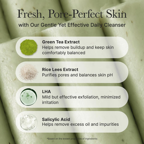 ARENCIA Salicylic Acid, Green Tea + LHA Deep Pore Rice Cake Cleanser – Deep Pore Cleansing, Acne Face Wash, Blackhead Remover, 5.07 fl oz - Image 4