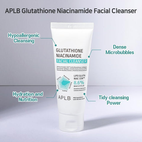 APLB Glutathione Niacinamide Facial Cleanser | LIPO GLUTA NIAC CEN™ 8.6% 2.71 FL.OZ/Korean Skincare, Cares for Tighten Pores & Sebum, Long lasting nourishment and deep moisture for soft skin - Image 6
